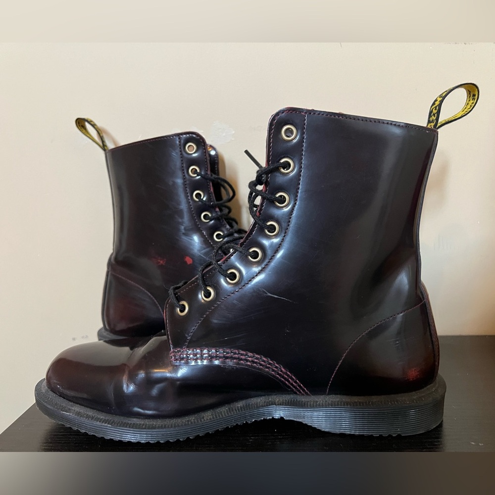 Dr. Martens | Elsham Lace-Up Boots in Cherry Red - Picture 7 of 9